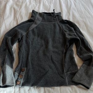 Prana Dark Gray Cowl Neck Sweater with Button Details